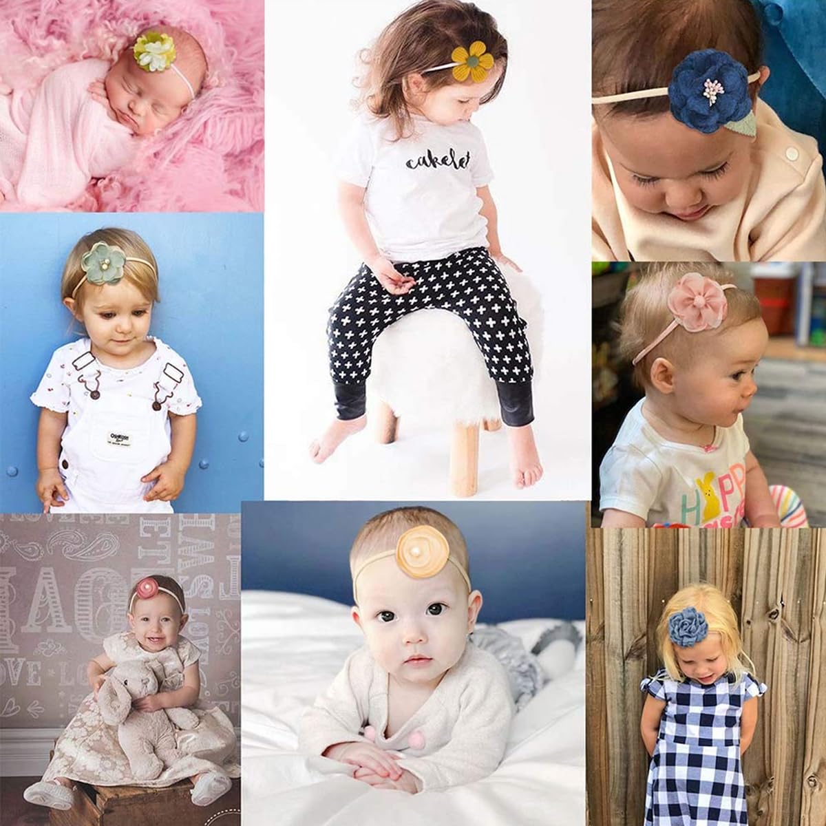 SNOWIE SOFT Baby Girl Hairbands 10 Pcs Floral Stretchy Infant Headbands 4