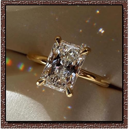 1ct/2ct/3ct Engagement Rings 925 Sterling Silver 14K Gold Plated Moissanite/Cubic Zirconia CZ Wedding Promise Rings for Her Wedding Bands for Women Size 5-9