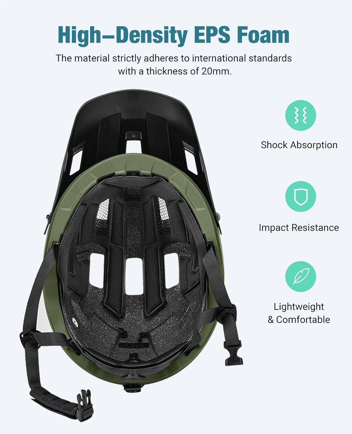 Favoto Adult Mountain Bike Helmet for Men & Women, Magnetic Buckle MTB Helmet with Removable Visor, Lightweight for Commuting & Off-Road Cycling