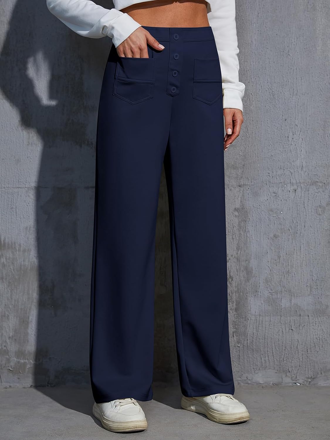 High Waisted Work Pants for Women Stretchy Wide Leg Business Casual Trousers 2025 Women's Dress Pants with Pockets - Image 4