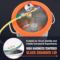 Vista 5 de VEVOR 5 Gallon Vacuum Chamber, Upgraded Tempered Glass Lid Vacuum Degassing Chamber, 304 Stainless Steel Chamber, for Stabilizing Wood, Resin