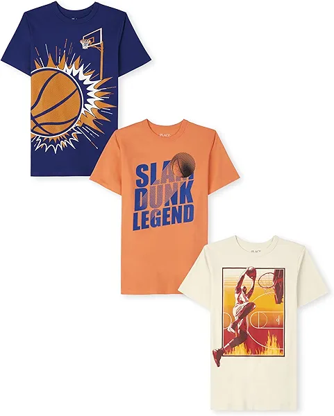 The Children's Place Boys Sports Short Sleeve Graphic T-Shirts, Multipacks