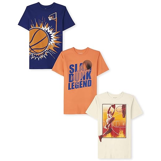 The Children's Place Boys' Sports Short Sleeve Graphic T-Shirts, Multipacks