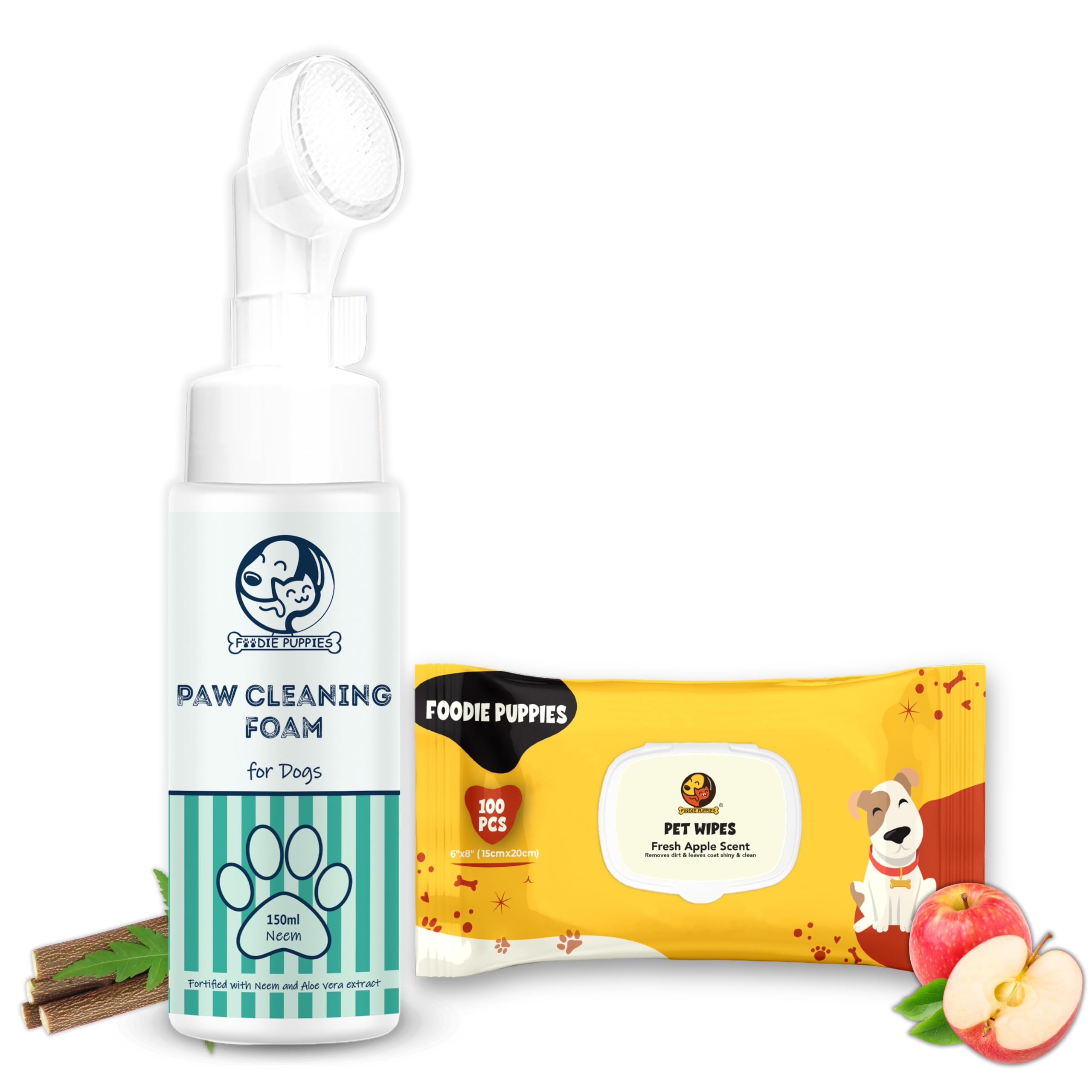 Foodie Puppies Pet Paw Care 2-in-1 Combo of Paw Cleaning Foam (Neem) and Apple Scent Wipes | Suitable for Dogs and Puppies | Complete Care for Your Dog (Paw Cleaning Neem + Wipes) (B0CQH7TW8F) Amazon Price History, Amazon Price Tracker