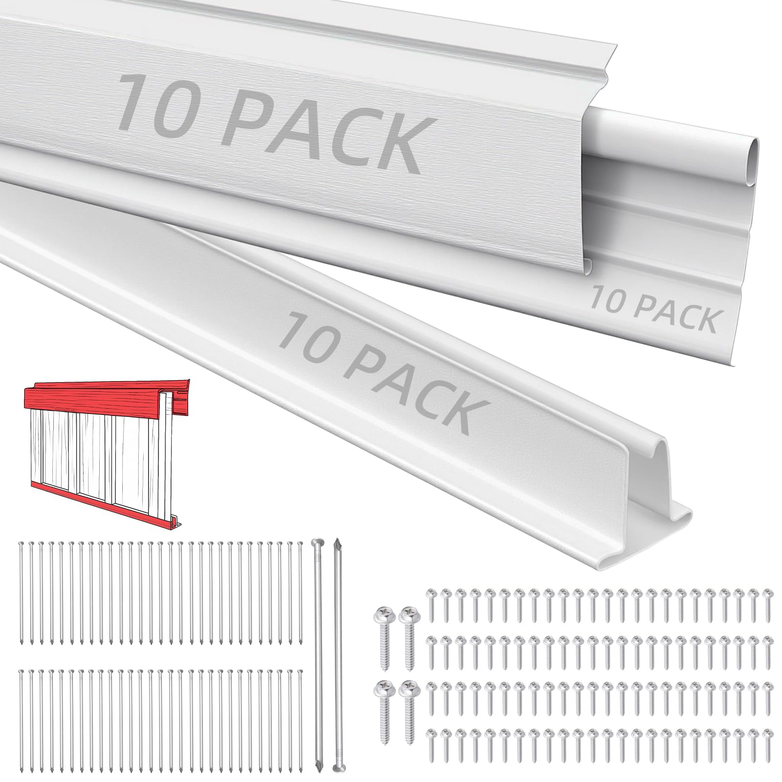 yaocom 30 pcs mobile home vinyl skirting set bulk white upper & lower track underpinning trim kit 30 feet with steel nails and screws for house home white exterior (175 feet)