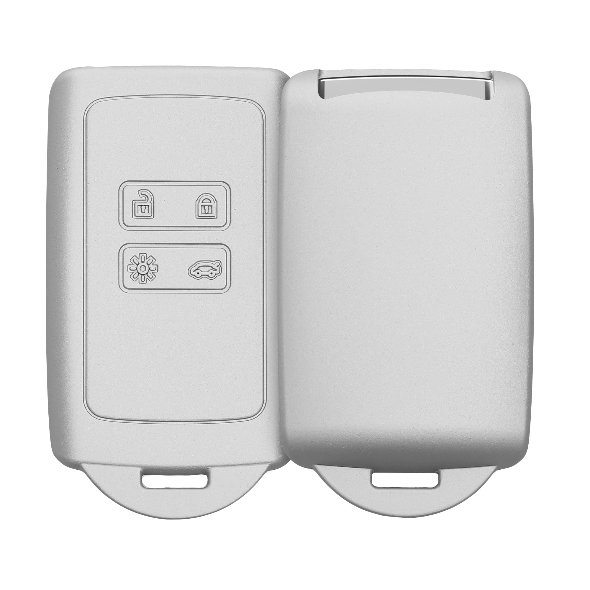 kwmobile Accessoire clé de Voiture Compatible avec Renault Smart Key 4-Bouton (Keyless Go Uniquement) - Coque en Silicone Souple avec Embout Porte-Clé - argenté