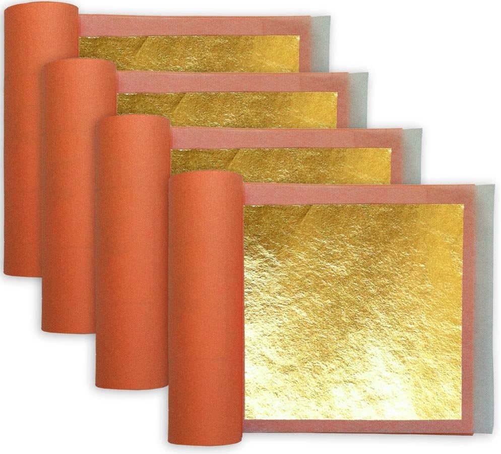 4 Books of Real 22k Gold Leaf 3-1/8" Square, Transfer Leaf, 25 Leaves Per Book, 100 Leaves Total