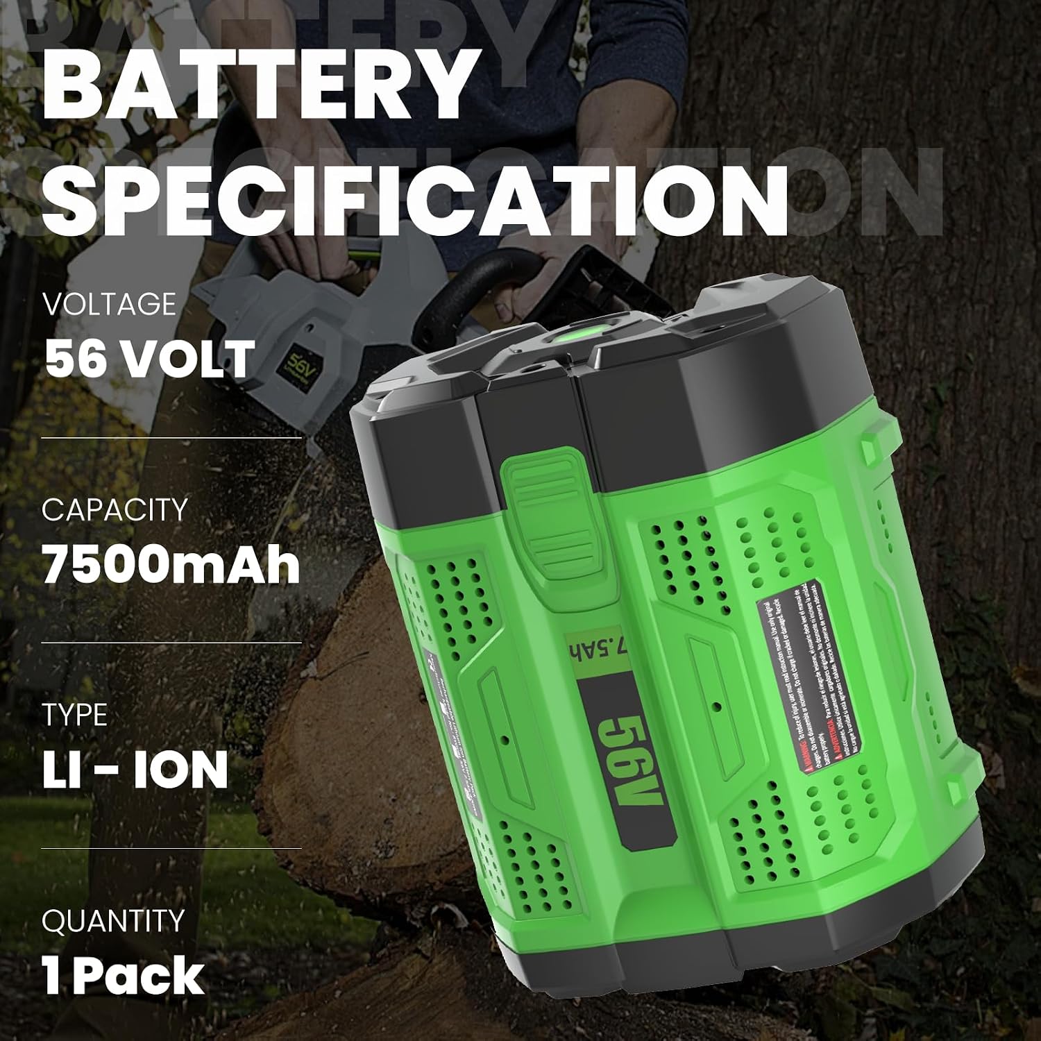 Upgraded 7500mAh 2 Pack Rechargeable Battery Replacement for EGO 56V Battery Compatible with EGO 56 Volt Battery BA1400T BA1400 BA2800T BA2800 BA4200T BA4200 BA5600T BA5600 BA2242T BA3360T BA4480T