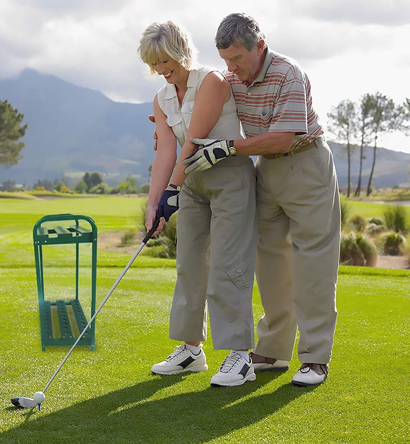 Katzowen Outdoor 27-Hole Golf Club Organizers Holder Rack, Driving Range & Gym Golf Putter Rack Display Stand, Easy to Assemble