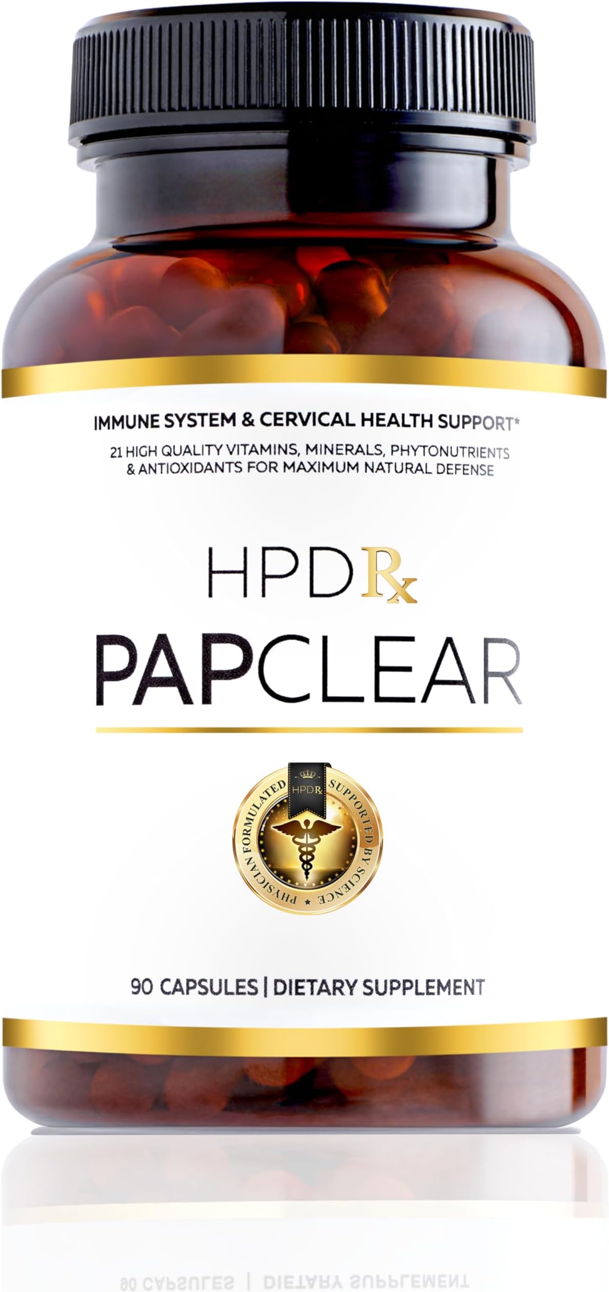 PAPCLEAR Physician Formulated | All Natural Immune Support Supplement | Advanced Powerful Immunity Booster | 21 Vitamins & Nutrients with Organic Shiitake Mushroom & Lycopene | 90 Capsules | Pack of 1