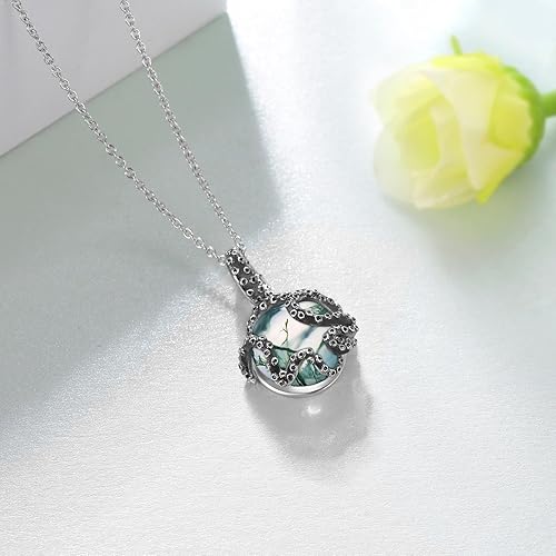 Miniatura 3 de TYSO Collar de pulpo para mujer, plata de ley 925 con colgante de pulpo, collar con colgante de pulpo, joyería de animales marinos, regalos para