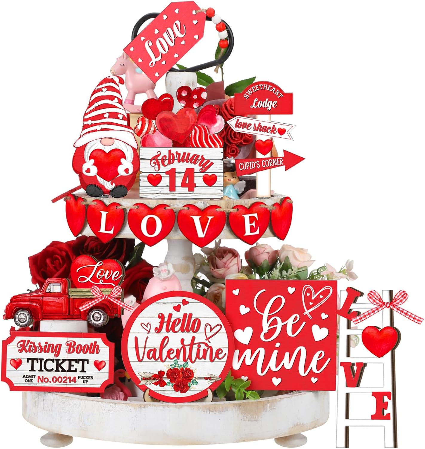 Mifoci 15 Pcs Valentine's Day Tiered Tray Decor Valentines