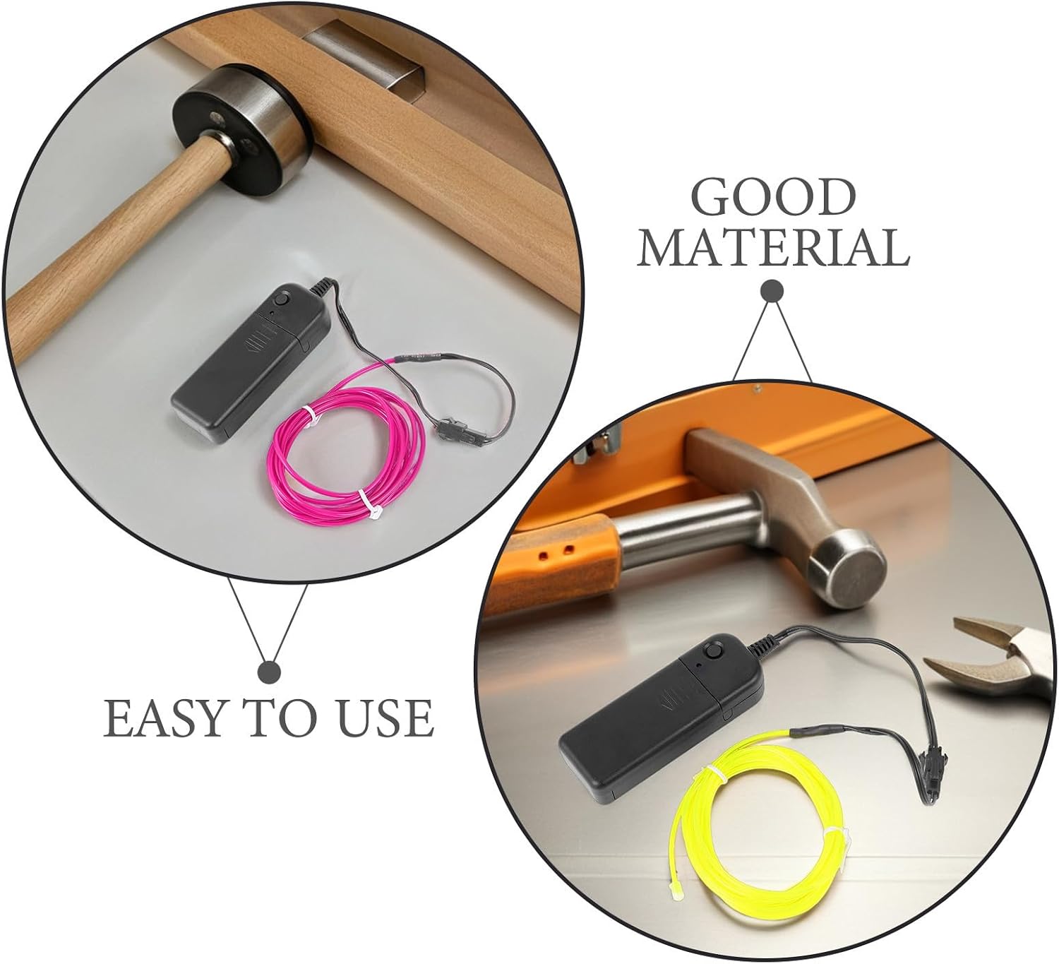 OUNONA El Wire Lightweight Plastic Battery Powered 9.84ft 3pcs Flexible Neon LED Lights Rope Lights for Indoor Outdoor Use, for Creative Displays and Sew onto Clothes for Glowing Parties