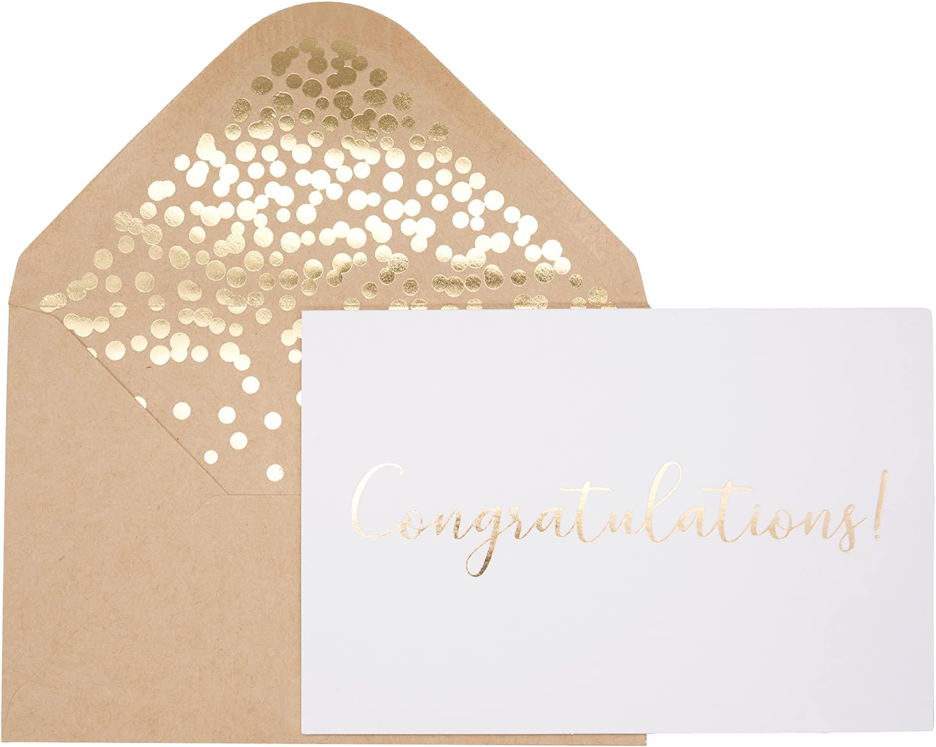 50 Pack Congratulations Card – Elegant Greeting Cards With ‘’Congratulations’’ Embossed In Gold Foil Letters – For Engagement, Graduation, Wedding - 52 Kraft Envelopes Included - 4" x 6" - White