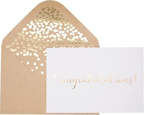 Miniatura 8 de Paquete de 50 tarjetas de felicitación  Elegantes tarjetas de felicitación con letras de felicitación en relieve en papel de aluminio dorado  para