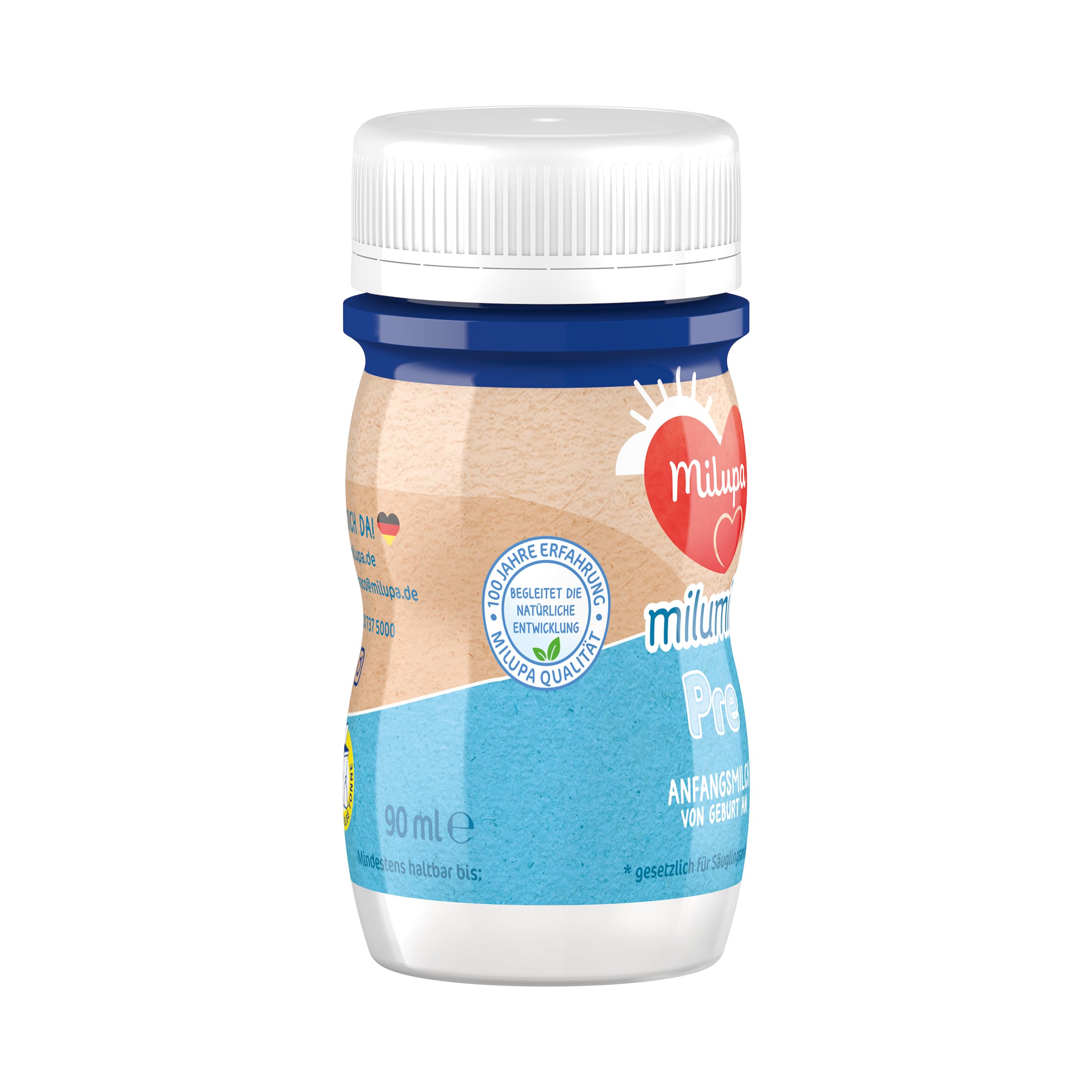 Milupa Milumil Pre – Trinkfertige Anfangsmilch von Geburt an – Mit allen wichtigen Nährstoffen – 24 x 90 ml