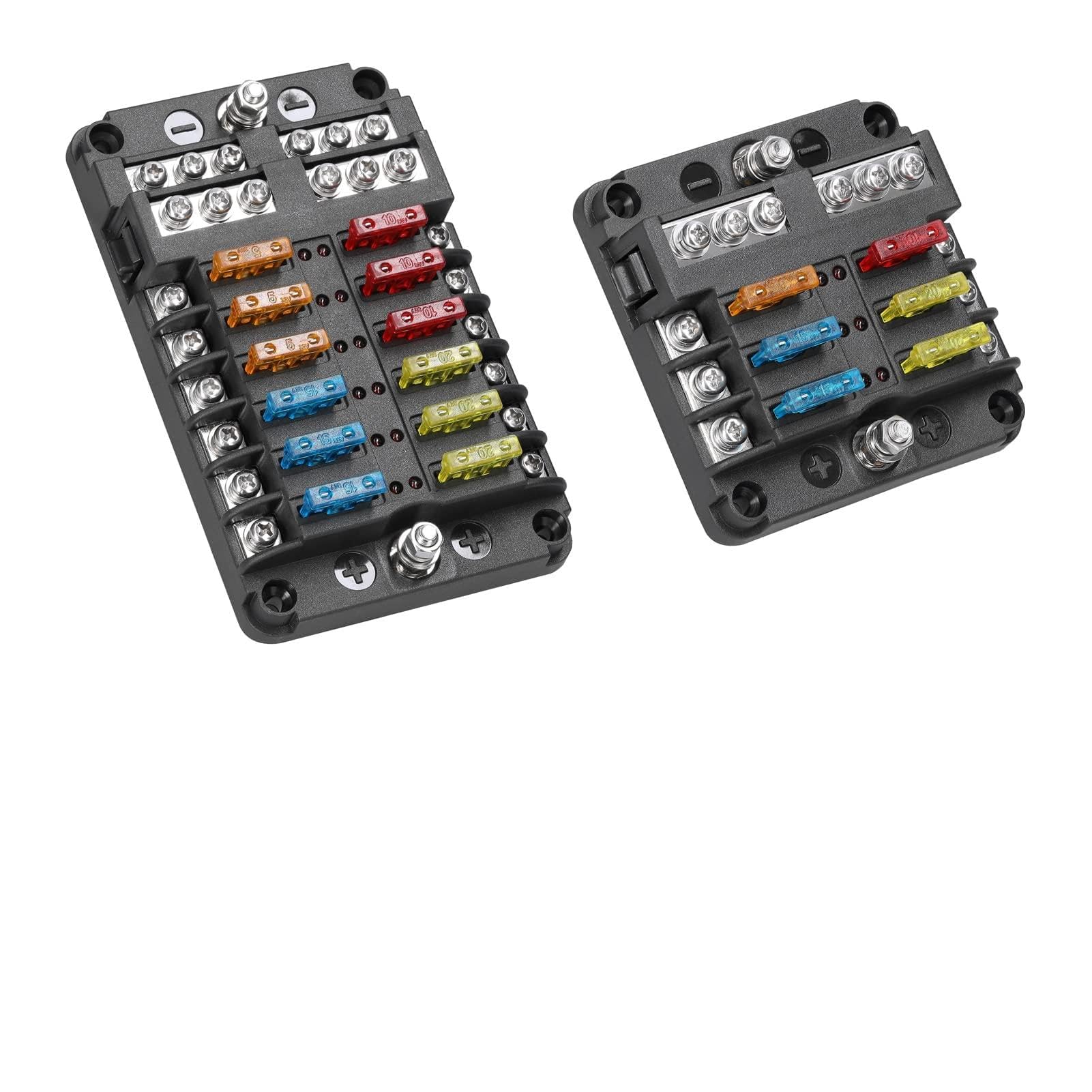 Boîte à fusibles 12 voies en PBT avec indicateur LED et couvercle
