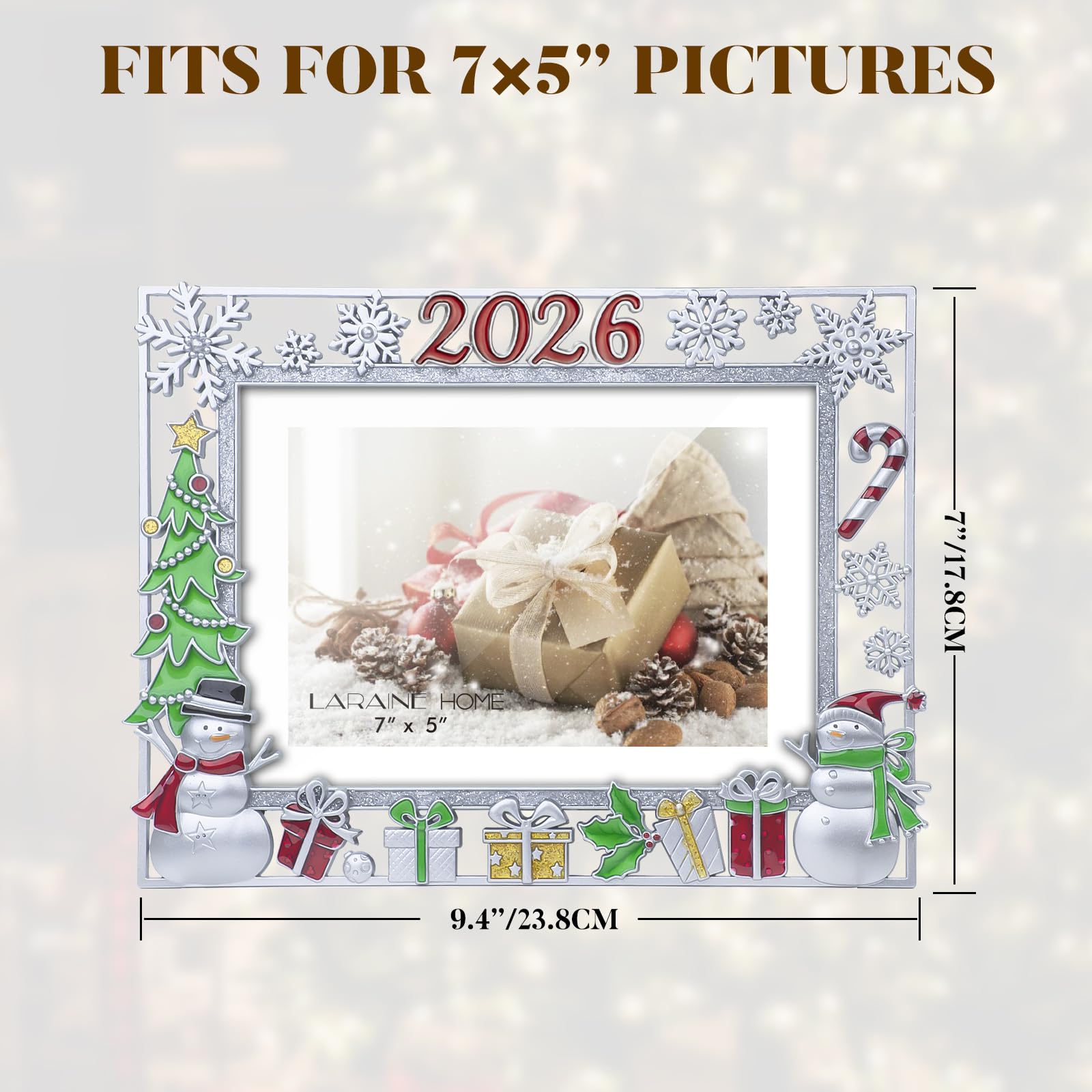 Silver Christmas Photo Frame - 5x7 Metal -4 Silver Christmas Photo Frame - 5x7 Metal -4
