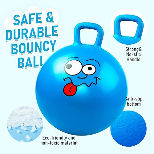Miniatura 3 de U&C Planet Hoppity Hop - Bola de salto de 20 pulgadas con mango para niños de 5 a 9 años, pelota de salto para sentarse y rebotar con bomba
