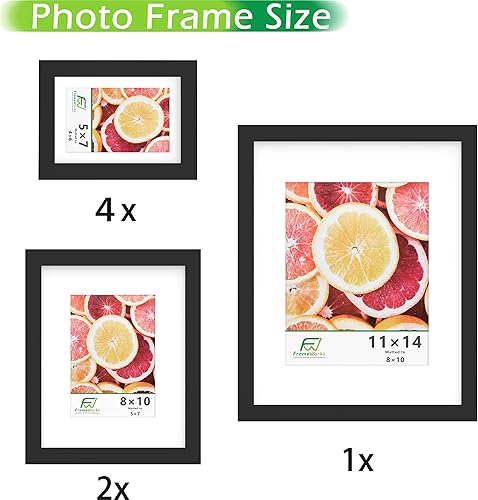 Vista 123 de FrameWorks Marcos de fotos clásicos de madera de 11 x 14 a 8 x 10 pulgadas con vidrio templado, roble natural, paquete de 6