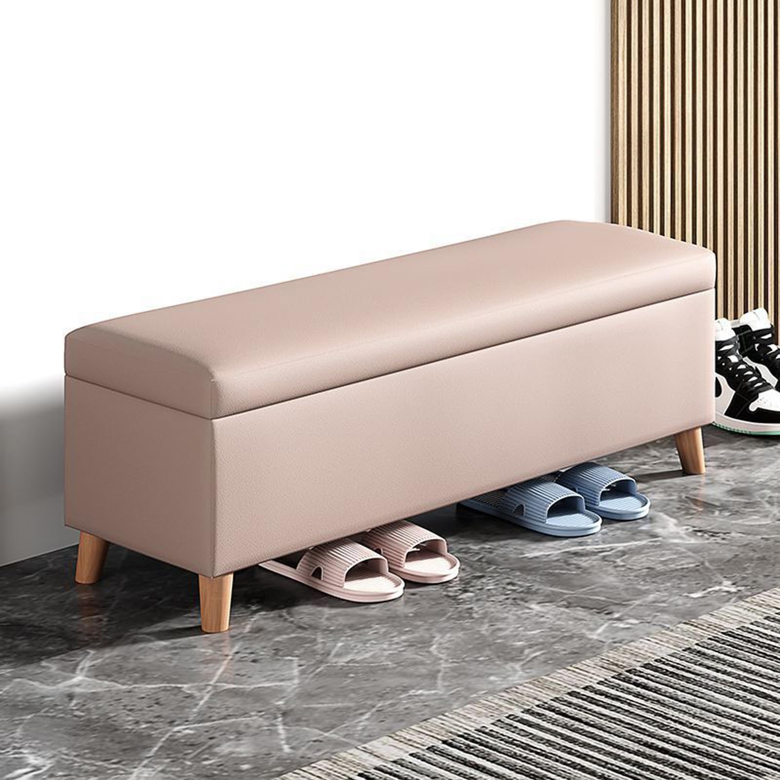 Banc de rangement gain de place fin de lit coffre assise pour ranger les chaussures