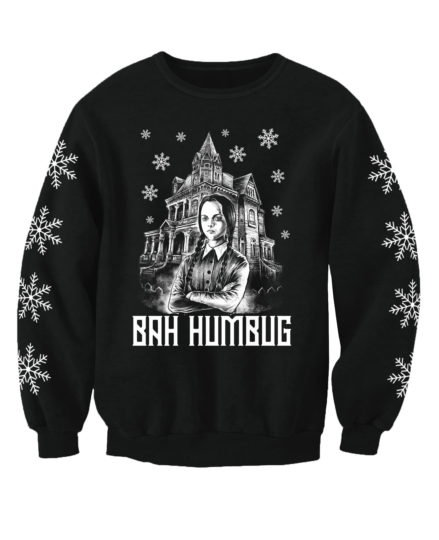 Christmas Jumpers - Nostalgic Unisex Black Wednesday Inspired Adults Christmas Jumper Horror Printed Sweatshirt (Xx-Large)