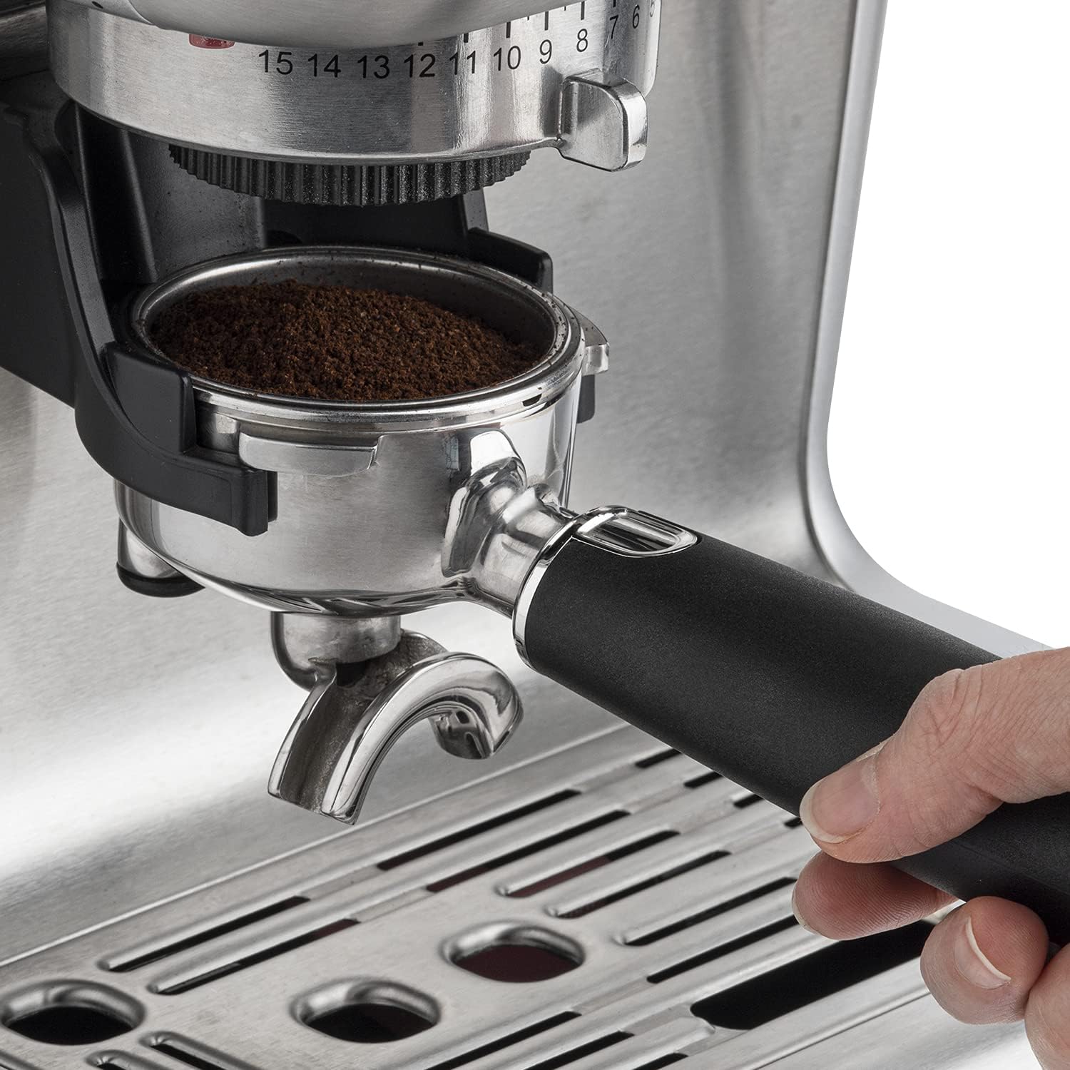 h.koenig Macchina per espresso con trituratore EXPRO980, 2,7 l, 250 g serbatoio grani, 15 misure di macinatura, pompa italiana, dosaggio personalizzabile per 1 o 2 tazze, Thermoblock, pressione 20 bar