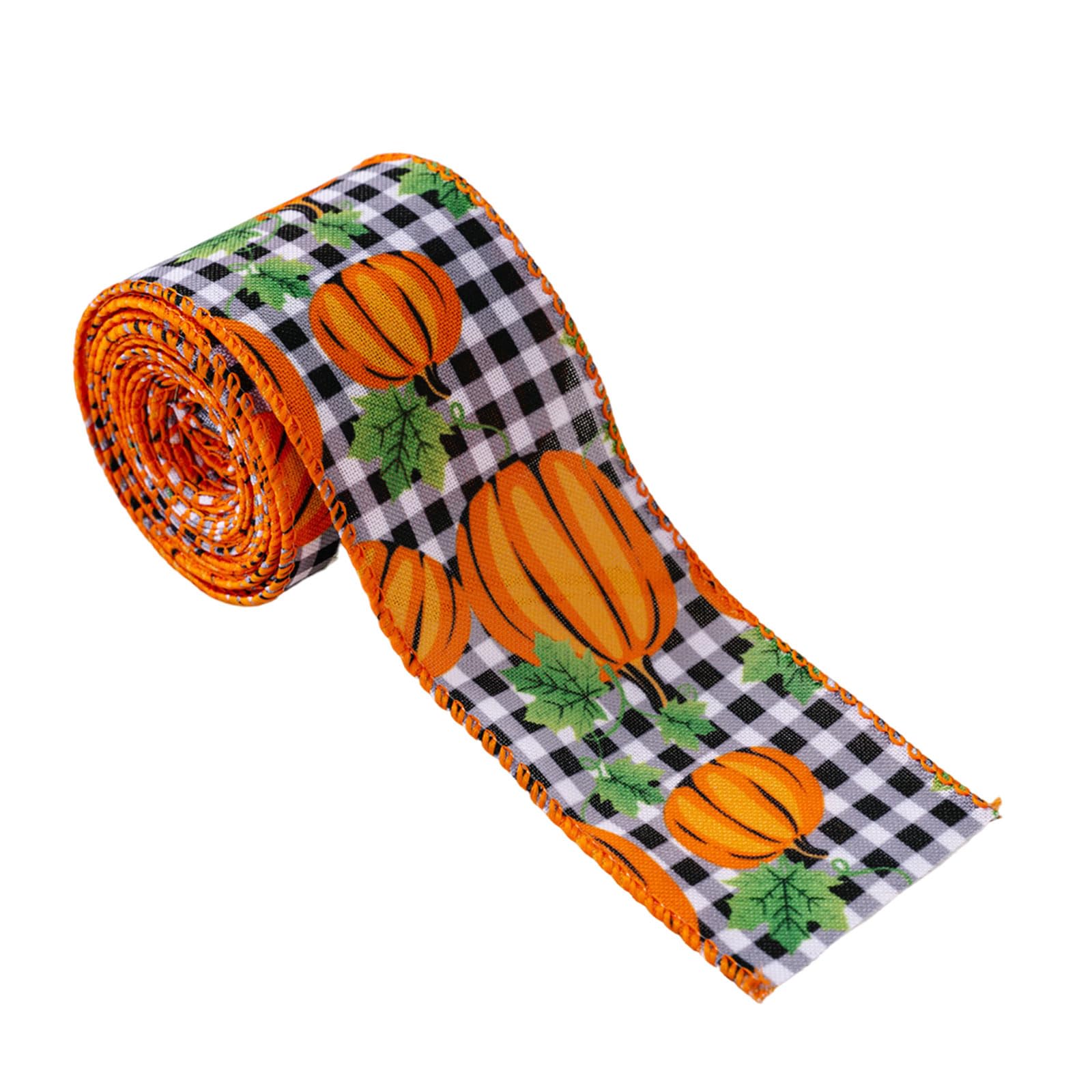 Tsophreniq Farmhouse 5 Yards Per Roll Thanksgiving Themed Ribbons for Wreath Making Festive Checkered Ribbons Thanksgiving Craft for Adults