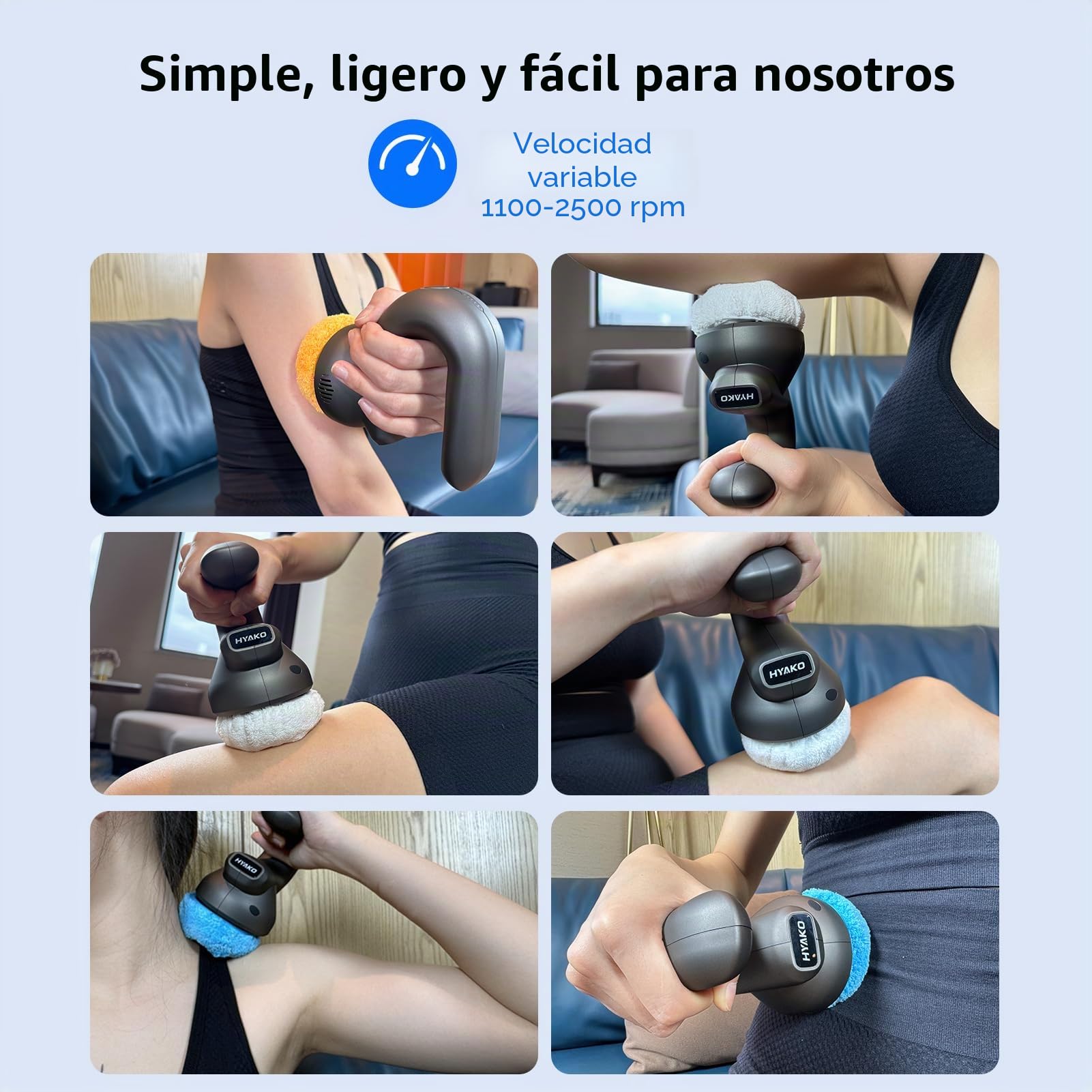 HYAKO Mini masajeador orbital profesional de mano, masajeador quiropráctico para cuello, hombros, piernas, espalda, alivio del dolor muscular, terapia de masaje