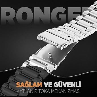 Rongep Huawei ile Uyumlu [Kısaltma Aparatlı] 22mm Çelik Kordon GT6/GT6 Pro/GT5/GT5 Pro/GT4/GT3/GT3 Pro/GT2/GT2 Pro 46mm için Baklalı Model GT6 Pro Kordonu Paslanmaz Metal GT6 Kordon