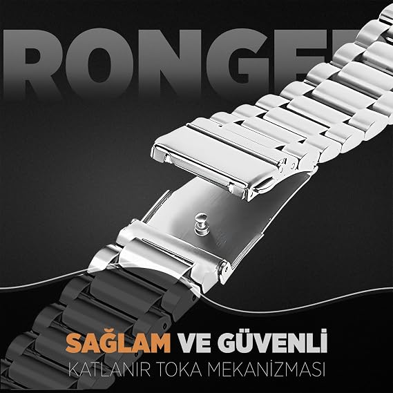 Rongep Huawei ile Uyumlu [Kısaltma Aparatlı] 22mm Çelik Kordon GT6/GT6 Pro/GT5/GT5 Pro/GT4/GT3/GT3 Pro/GT2/GT2 Pro 46mm için Baklalı Model GT6 Pro Kordonu Paslanmaz Metal GT6 Kordon