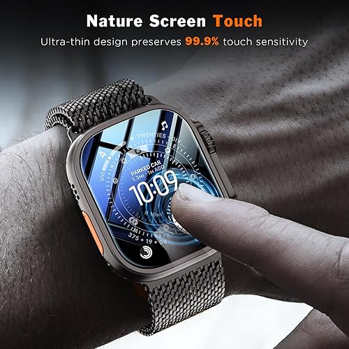 Miniatura 4 de LK Paquete de 3 protectores de pantalla para Apple Watch Ultra 3 de 1.929 in cero fallas HD Top 9H vidrio templado Apple Watch Ultra  Ultra 2