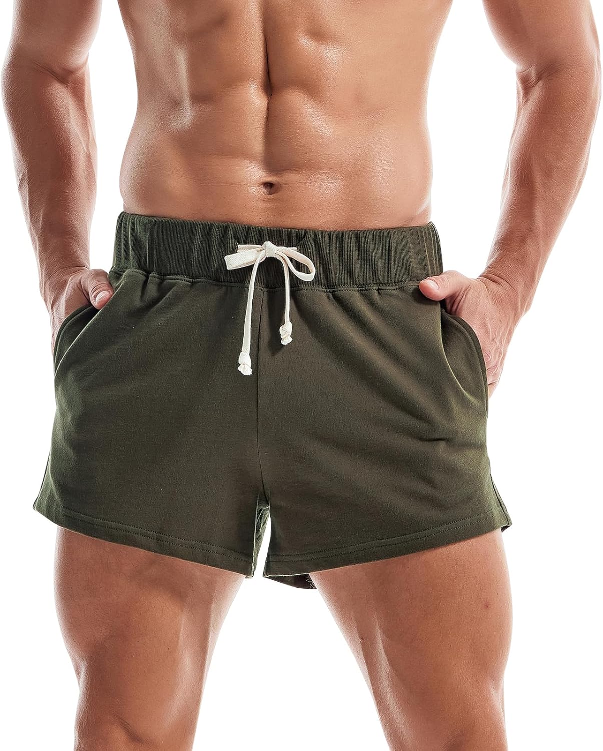 AMY COULEE Mens Sweat Shorts Cotton 3 inch Training Workout Gym Shorts Casual Running Shorts with Pockets