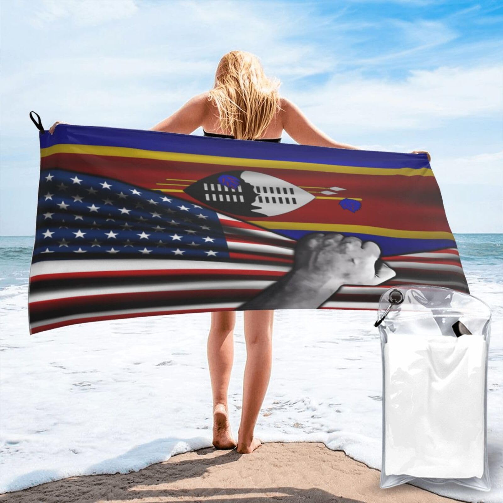 Drap de plage sans sable drapeau États-Unis pour voyage et piscine