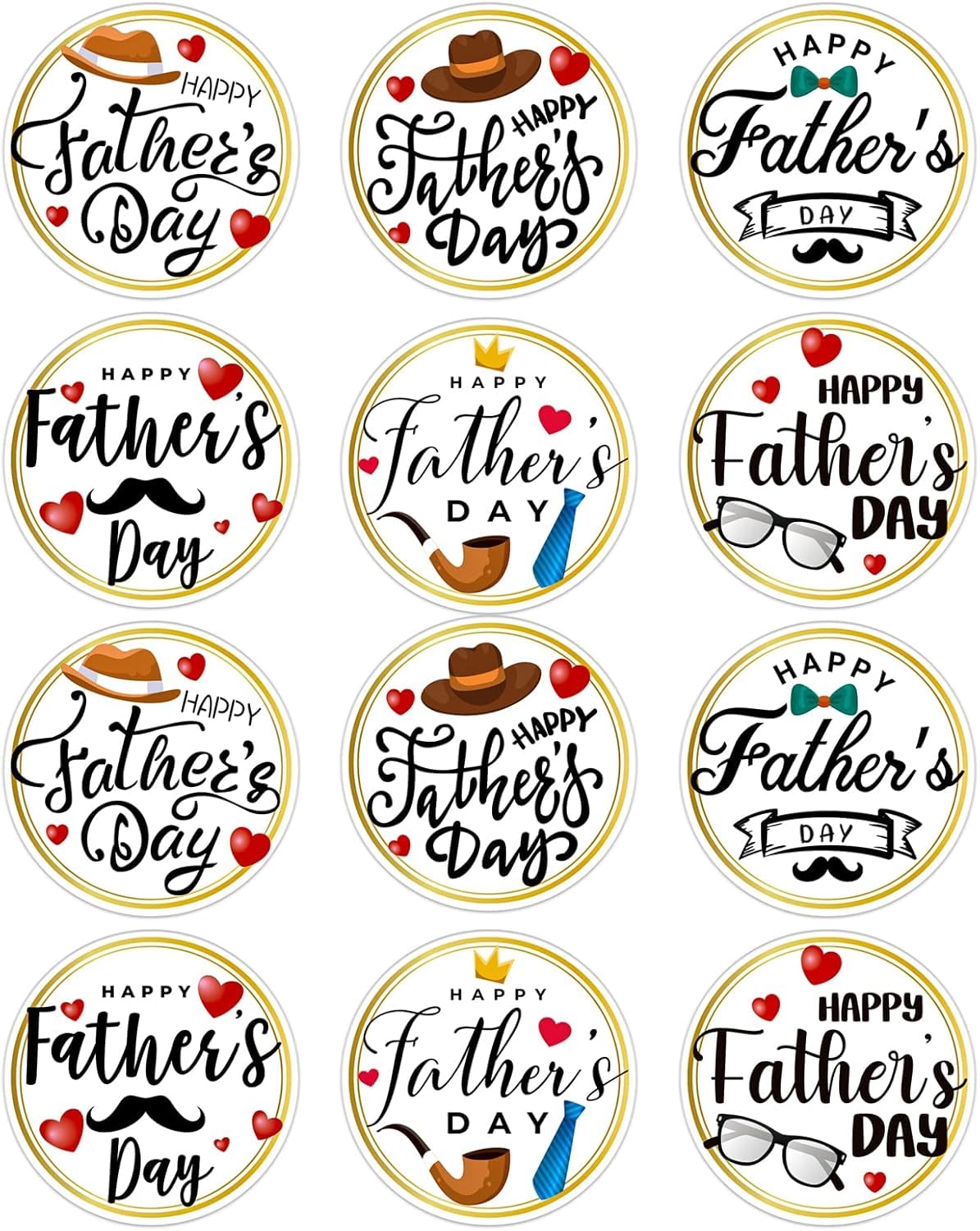 BIZIBAFF 48PCS Fathers Day Stickers Label - 1.5" Happy Father's Day Envelope Seals Gift Tags Labels for Cards Gift Boxes DIY Crafts Party Decorations