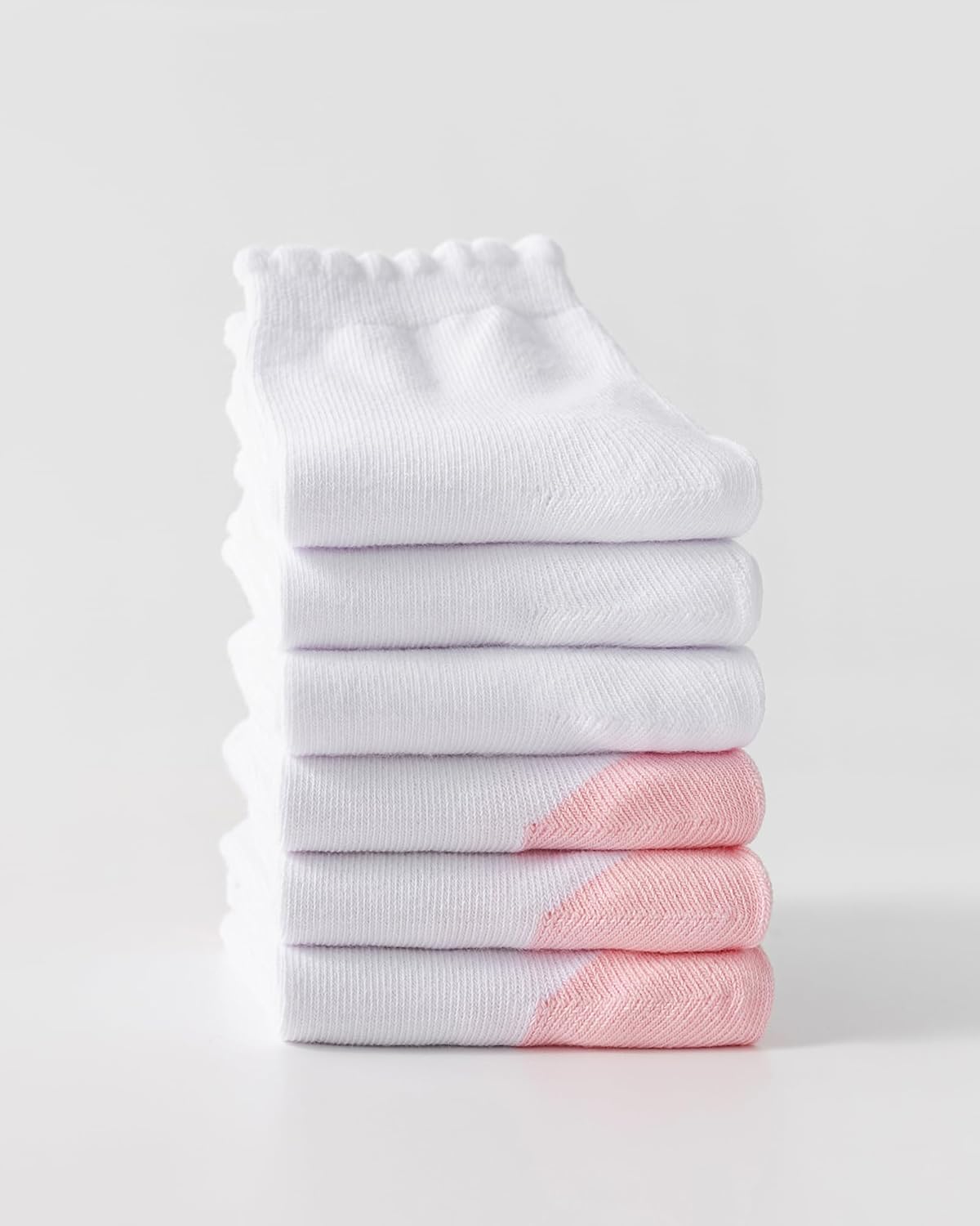 4-10Y Girls Ruffle White Cotton School Uniform Socks Cute Crew Ankle Scallop Dress Socks for Kids 6 Pack - Image 6