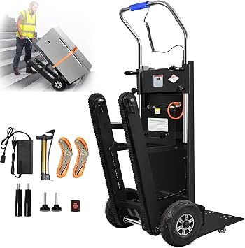 Electric Stair Climbing Dolly, 1250W Electric Stair Climbing Hand Truck, 900lbs Max Load Capacity, 3 Mode Folding Stair Climber Hand Trucks with Telescopic Handle for Moving Black/Big Wheel
