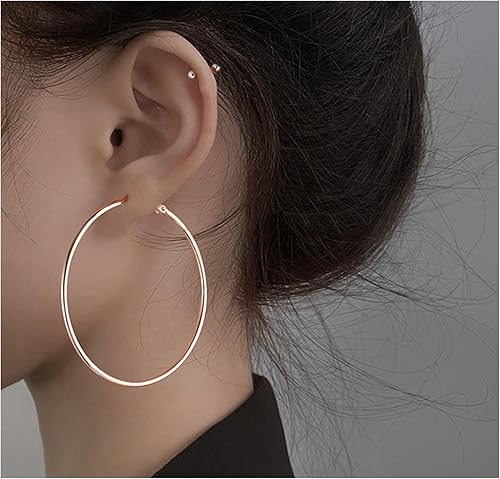Miniatura 4 de Cocadant Big Gold Hoop Earrings for Women Girls,Dainty 14k Gold Hypoallergenic Rose Gold Silver Hoop Earrings with 925 Sterling Silver