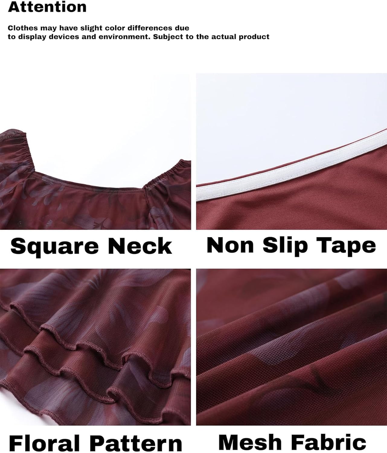 DERAX Women's Mesh Long Sleeve Mini Dress Floral Square Neck Fairy Dress Ruffle Party 2026 Spring Short Dresses - Image 6