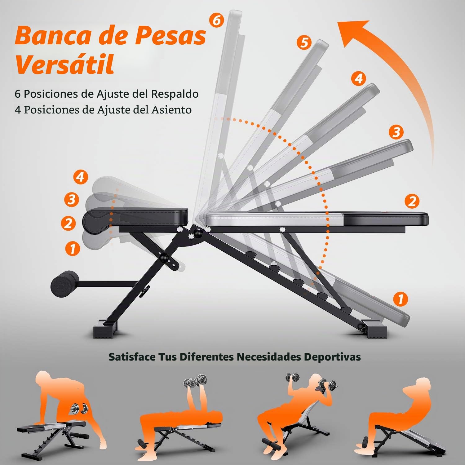 WINNOW Banco de Pesas Ajustable Banco de Entrenamiento Plegable para el Hogar Banco Plano Inclinado Invertido Banco de Musculación Multiuso …