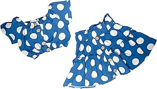 طقم ناعم الملمس من قطعتين للبنات من بلوزة توب بنصف كم وتصميم قصير عند منتصف المعدة وجيبة من من فلافي (قطعة واحدة).