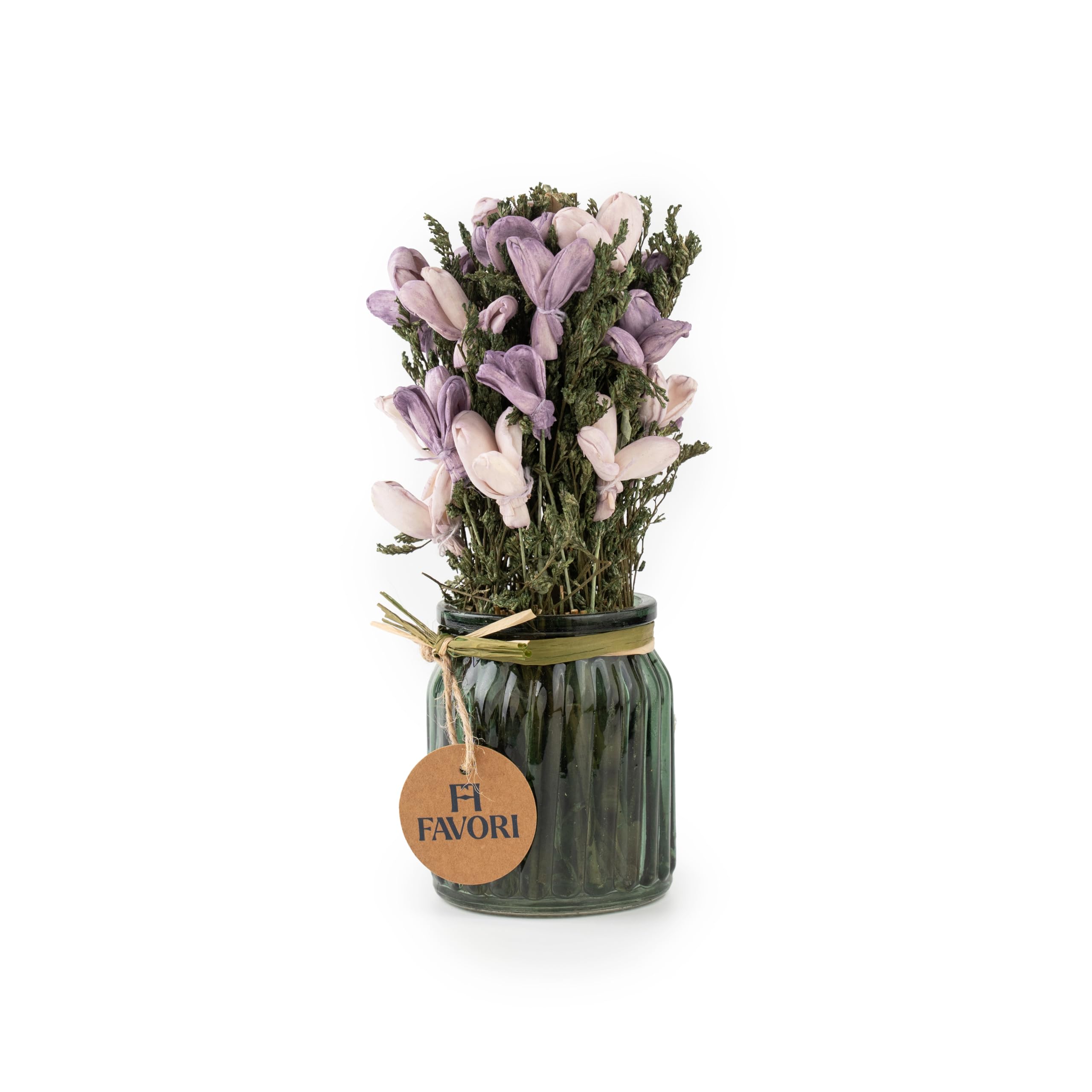 Favori Brand Lavender Sprig - Dry Mix Floral Arrangement in Fluted Glass vase, Size 7x7x22cm/2.75x2.75x8.75 inches, Natural Dried Flower, Eco-Friendly, Ideal for Home,Office and Table Decoration.-image-21