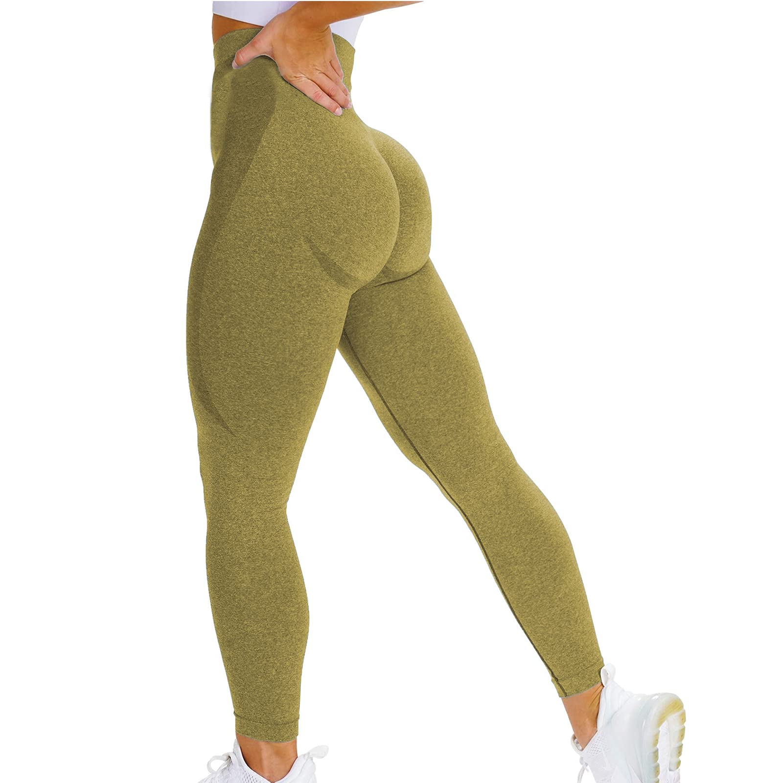 StaySlimWomen Seamless Gym Leggings Smile Contour High Waist Butt Lifting Sports Workout Leggings Stretchy Tummy Control Yoga Pants