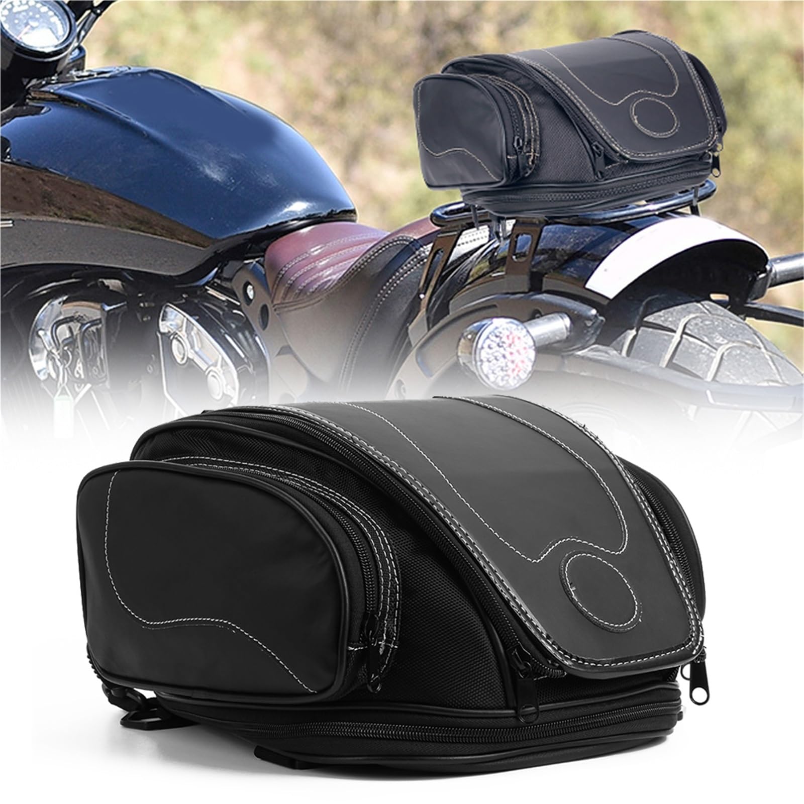 Sacoche arrière de moto rétro étanche PU sac outils de selle Z750