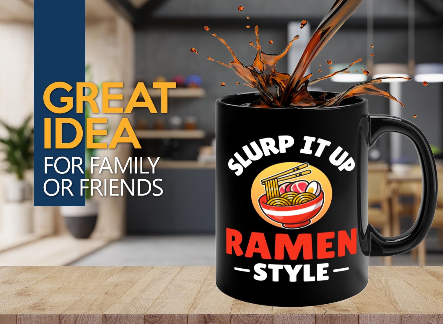 Ramen Lover Coffee Mug 11oz Black -Slurp it up - Food Lovers chicken pumpkin vegan pantry spicy noodles image 2