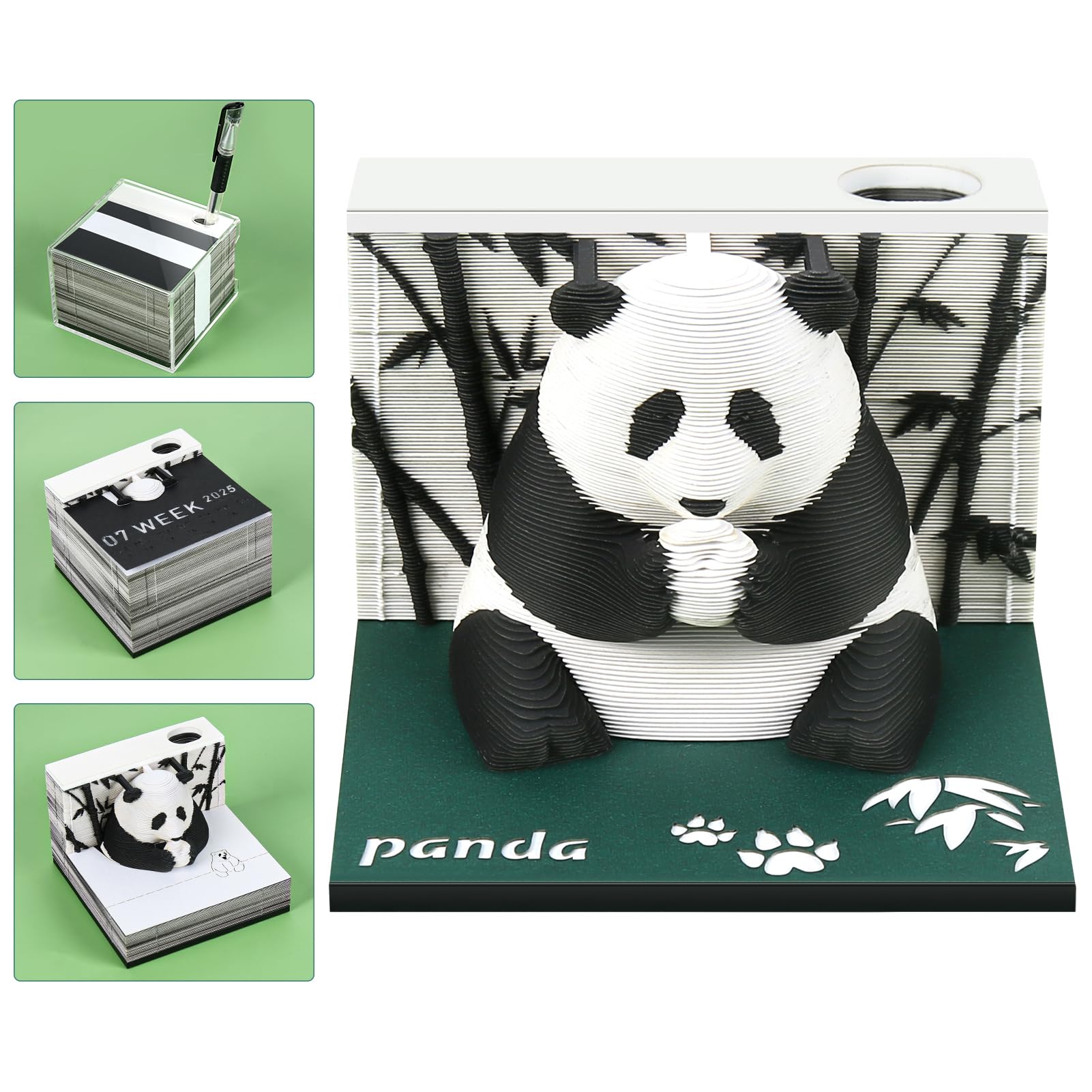 Time Piece Calendar 2027, 3D Calendar 2026 Artsy Pads, Timepiece Calenda r 2027 Panda Shape, Creative Tear Away C alendar DIY Paper Carving for Desktop Decoration and 3D Memo Pad