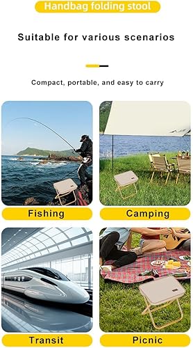 Miniatura 8 de THE LIMIT Mini taburete plegable con bolsa de transporte para viajes, senderismo, barbacoa, pesca y ocio (caqui)