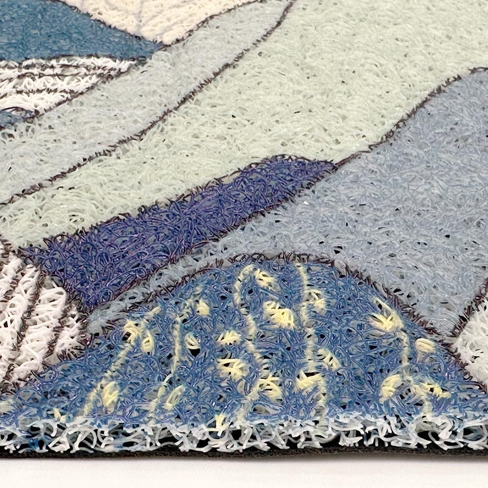 Blue Mountain Entrance Door Mat, Japanese Style Anti Skid Doormat, PVC Coil Door Mats for Home, Washable Entryway Doormat