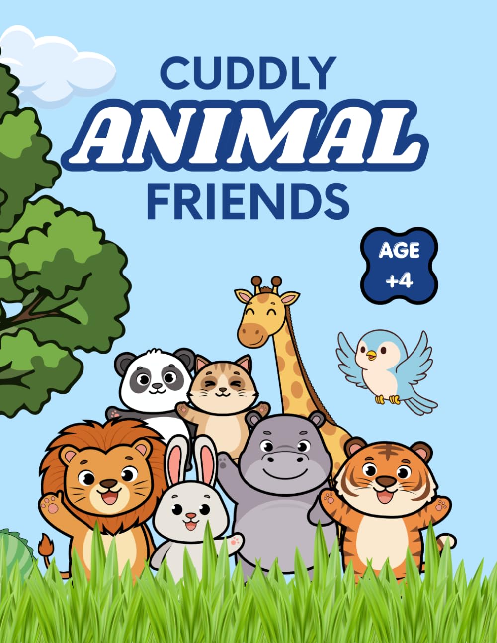 Cuddly Animal Friends: This coloring book, designed for children, features illustrations of adorable animals.