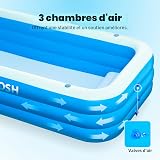 Sloosh Inflatable Swimming Pool for Adults with Seats, 304.8 x 182.8 x 55.8cm Full-Sized Blow Up Durable Thickened Above Ground Family Pool, Large Paddling Pool for Summer Water Party Garden Lawn,Blue - 7